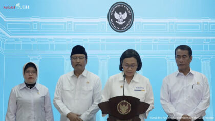 Foto: Keterangan Pers Menteri Keuangan, Sri Mulyani dalam Keterangan Pers Menteri Usai Ratas Terkait Stimulus Ekonomi, Kantor Presiden, 2 Juni 2025