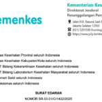 Kementerian Kesehatan melalui website www.infeksiemerging.kemkes.go.id mengeluarkan Surat Edaran mengenai kewaspadaan lonjakan covid-19. Surat Edaran Nomor SR.03.01/C/1422/2025 Tentang Kewaspadaan Terhadap Peningkatan Kasus Covid-19 itu berisi situasi covid-19 di berbagai negara saat ini.